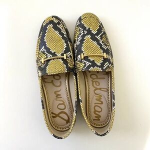 Sam Edelman Lior Yellow Snakeskin Leather Horse-bit Loafers, Slip On Shoes Sz.7